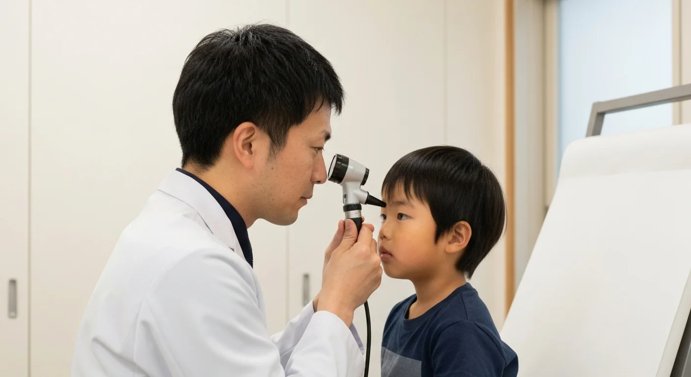 耳鼻咽喉科の診察で耳と鼻の状態を確認する医療者の手元